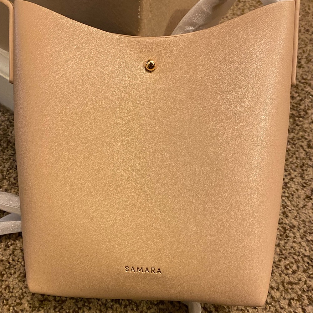 Small crossbody Samara purse beige 7 inches tall 6 inches wide